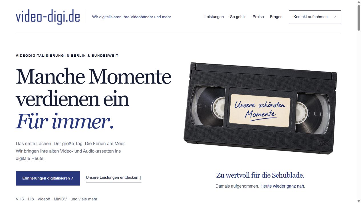Screenshot der Startseite von video-digi.de